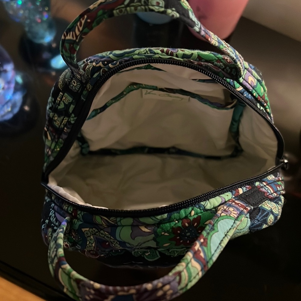 Vera Bradley green navy and purple cooler bag with id slot on side - Picture 5 of 5